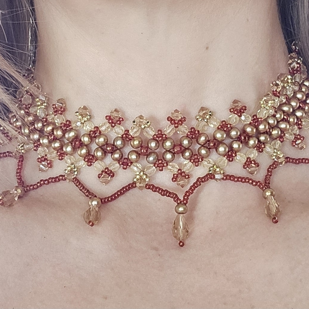 Swarovski Crystal and Pearl Beaded Choker Necklace